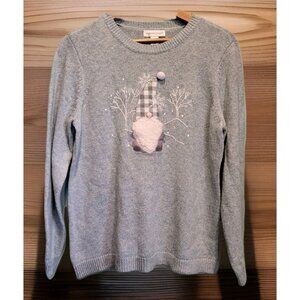 New Teal Winter Gnome Novelty Sweater Christopher & Banks Sz M